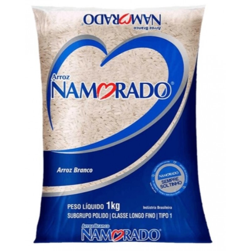 Arroz Branco Beneficiado Polido Longo Fino tipo 1 Namorado - Pacote 1kg